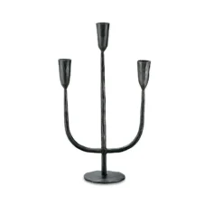 Nkuku Mbata Brass Candelabra - Antique Black