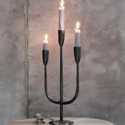 Nkuku Mbata Brass Candelabra - Antique Black