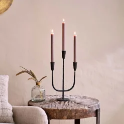 Nkuku Mbata Brass Candelabra - Antique Black