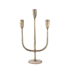 Nkuku Home Accessories Mbata Brass Candelabra - Antique Brass