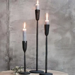 Nkuku Mbata Brass Candlestick - Antique Black