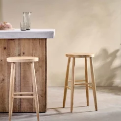 Nkuku New Arrivals Mengwi Round Bar Stool