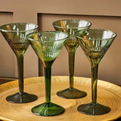 Nkuku Tableware Mila Cocktail Glass - Dark Emerald (Set Of 4)