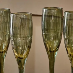 Nkuku Mila Tall Champagne Glass - Dark Emerald (Set Of 4) Tableware