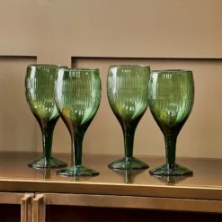 Nkuku Tableware Mila Wine Glass - Dark Emerald (Set Of 4)