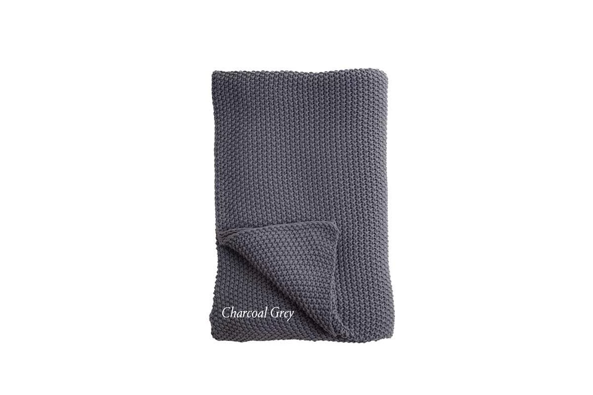 Nkuku Home Accessories Moss Stitch Cotton Throw - Charcoal 4 Nkuku Home Accessories Moss Stitch Cotton Throw - Charcoal