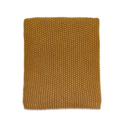 Nkuku Moss Stitch Cotton Throw - Mustard Home Accessories