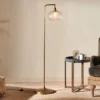 Nkuku New Arrivals Mulia Glass Floor Lamp - Antique Brass