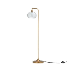 Nkuku New Arrivals Mulia Glass Floor Lamp - Antique Brass