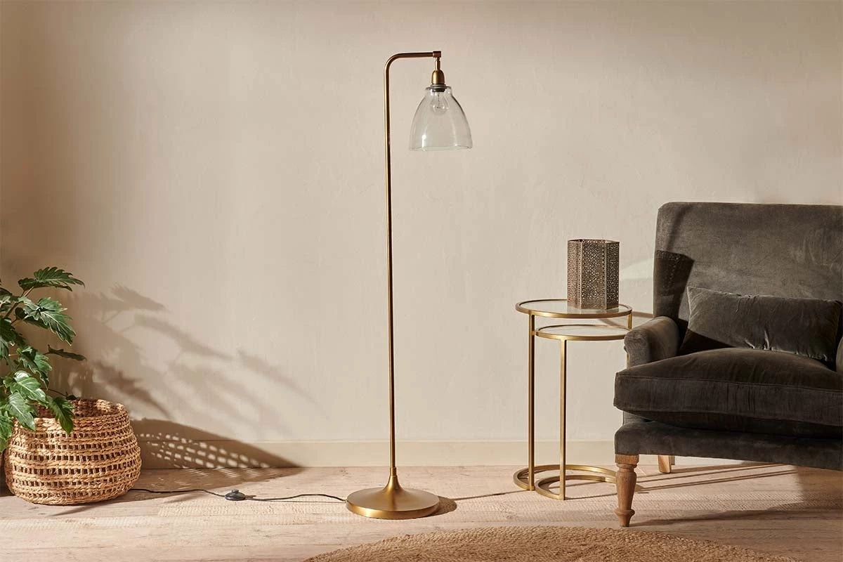 Nkuku Muturi Glass Floor Lamp - Antique Brass New Arrivals 4 Nkuku Muturi Glass Floor Lamp - Antique Brass New Arrivals