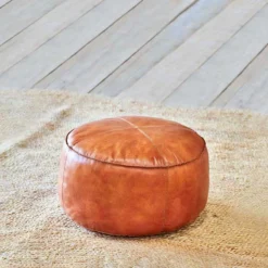 Nkuku Nadu Leather Pouf