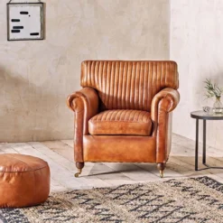 Nkuku Nadu Leather Pouf