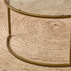 Nkuku Nakuru Iron & Glass Coffee Table - Brass Living Room