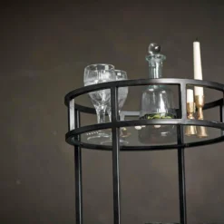 Nkuku Living Room Nakuru Iron & Glass Drinks Table