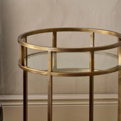 Nkuku Nakuru Iron & Glass Drinks Table - Brass Living Room