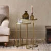 Nkuku Nakuru Iron & Glass Side Table Set - Brass