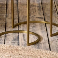 Nkuku Nakuru Iron & Glass Side Table Set - Brass