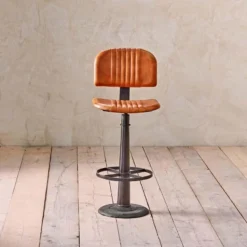 Nkuku Narwana Leather Bar Chair