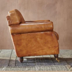 Nkuku Narwana Leather Ribbed Armchair Living Room