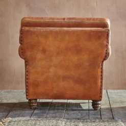 Nkuku Narwana Leather Ribbed Armchair Living Room