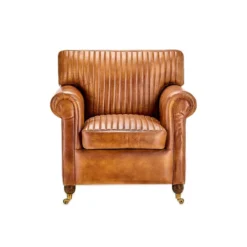 Nkuku Narwana Leather Ribbed Armchair Living Room