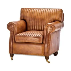 Nkuku Narwana Leather Ribbed Armchair Living Room