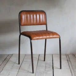 Nkuku Narwana Ribbed Leather Dining Chair