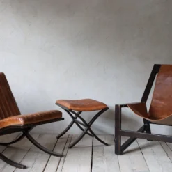 Nkuku Narwana Ribbed Leather Lounger