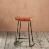 Nkuku Kitchen & Dining Room Narwana Ribbed Leather Stool - Small