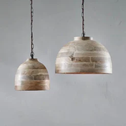 Nkuku Nika Mango Wood Pendant - Large Kitchen & Dining Room