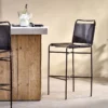 Nkuku Nirmi Leather Sling Back Bar Chair - Charcoal