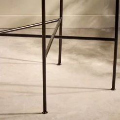 Nkuku Nirmi Leather Sling Back Bar Chair - Charcoal