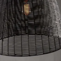 Nkuku Noko Black Wicker Conical Pendant - Large