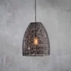Nkuku Noko Black Wicker Conical Pendant - Medium