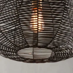 Nkuku Noko Black Wicker Pendant - Small Round Kitchen & Dining Room