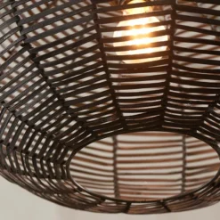 Nkuku Noko Black Wicker Round Pendant - Large
