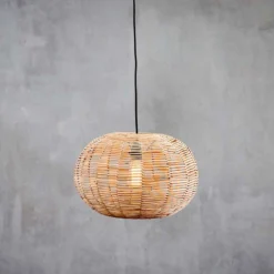 Nkuku Noko Natural Wicker Pendant - Small Round Living Room