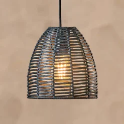 Nkuku Noko Wicker Conical Pendant - Black - Extra Small