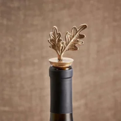 Nkuku Oak Leaf Brass Bottle Stopper