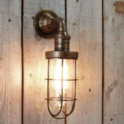 Nkuku Obere Caged Outdoor Light - Antique Brass