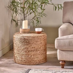 Nkuku Ondal Round Braided Hemp Side Table