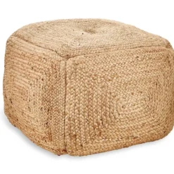 Nkuku Ondal Square Braided Hemp Pouf New Arrivals