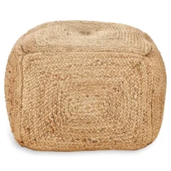 Nkuku Ondal Square Braided Hemp Pouf New Arrivals