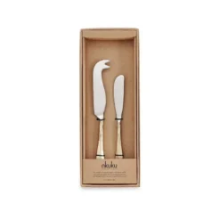 Nkuku Osko Cheese & Butter Knife Set - Brushed Gold (Set Of 2)