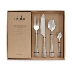 Nkuku Osko Cutlery Set - Brushed Silver (Set Of 16)