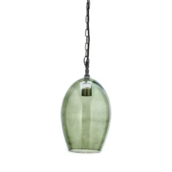 Nkuku Otoro Glass Pendant - Green Smoke - Large Oval