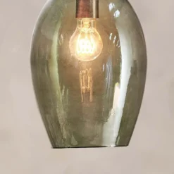 Nkuku Otoro Glass Pendant - Green Smoke - Large Oval