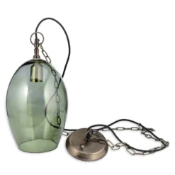 Nkuku Otoro Glass Pendant - Green Smoke - Large Oval