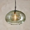 Nkuku Hallway & Bootroom Otoro Glass Pendant - Green Smoke - Large Round