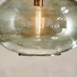 Nkuku Hallway & Bootroom Otoro Glass Pendant - Green Smoke - Large Round